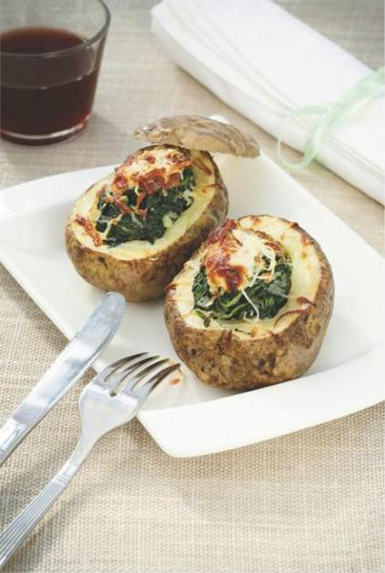 Patatas rellenas con espinacas